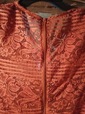 Rust Lace Sheath Dress - Women's Elegant Lace Dress